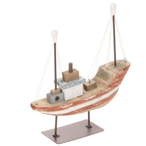 Decoratief houten bootmodel voor vensterbank, 20 cm | Floristik24.nl