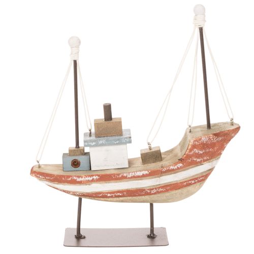 Decoratief houten bootmodel voor vensterbank, 20 cm | Floristik24.nl