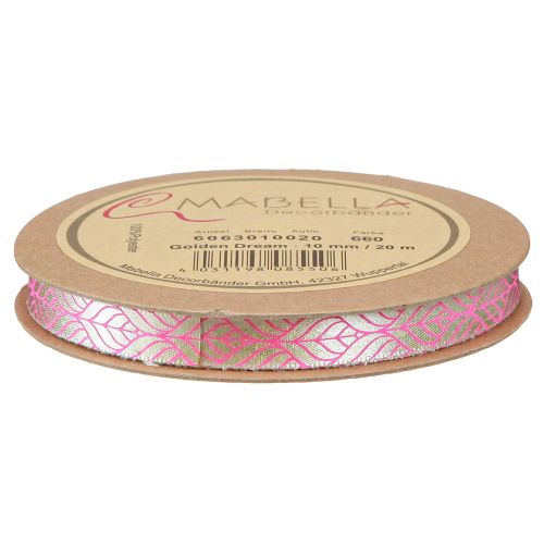 Artikel Zijdelint blaadjes cadeaulint beige roze 10mm 20m