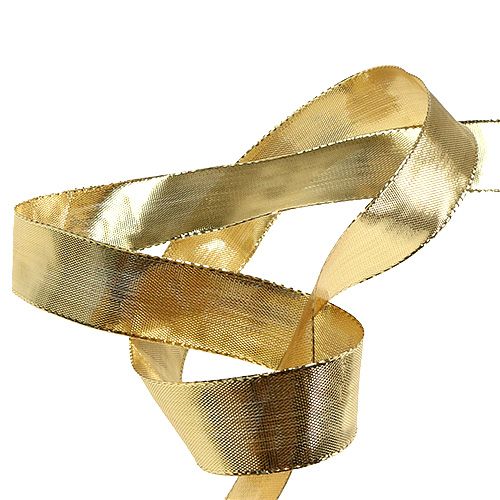 Artikel Cadeaulint goud met draadrand 25mm 25m