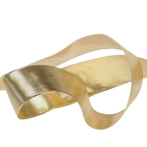 Floristik24 Cadeaulint goud met draadrand 40mm 25m
