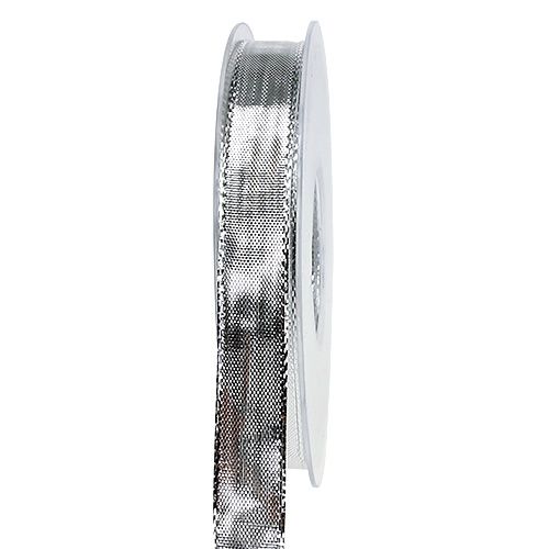 Cadeaulint zilver met draadrand 15mm 25m