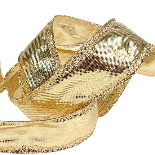 Floristik24 Lint met draadrand goud 40mm 25m