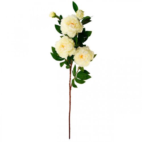 Artikel Zijden bloem pioen kunst crème wit 135cm