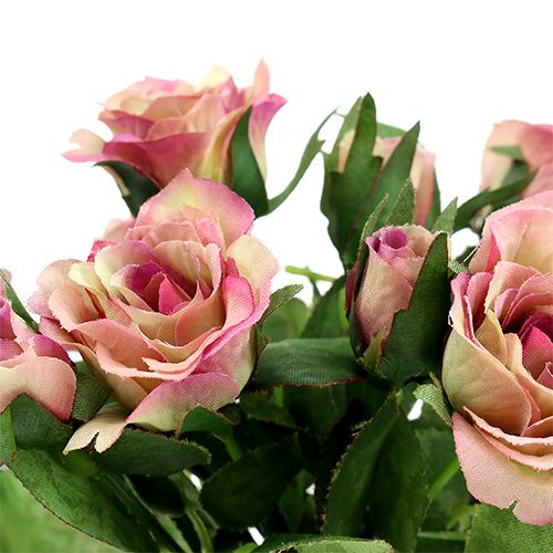 Zijden stof bloemen boeket rozen L26cm schemerig roze 3st | Floristik24.nl