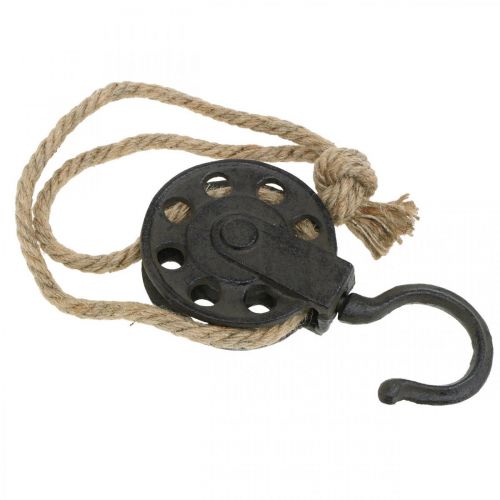 Floristik24 Deco katrol, lier industrieel design, hangmand L55cm