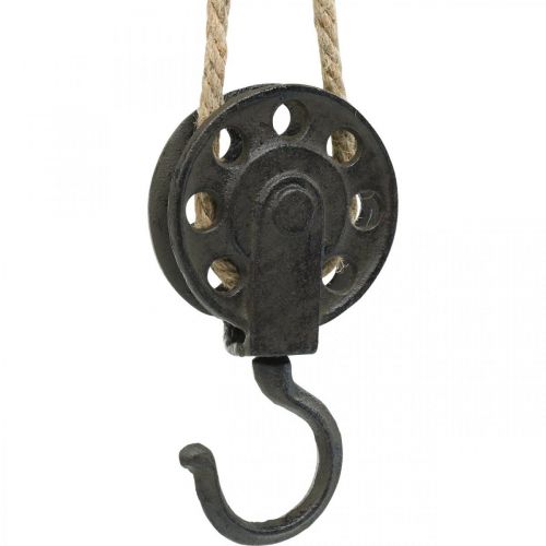 Floristik24 Deco katrol, lier industrieel design, hangmand L55cm