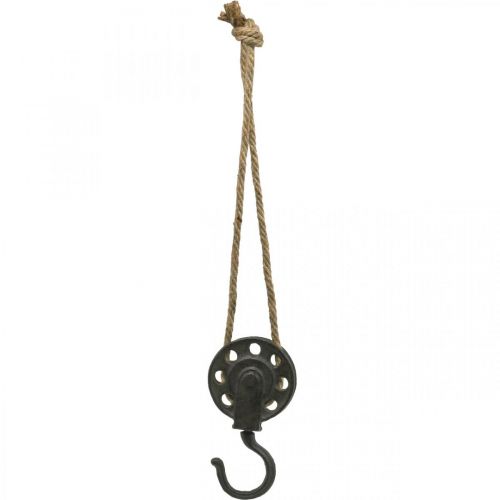 Decoratief katrolblok, industriële designlier, hanging basket L55cm