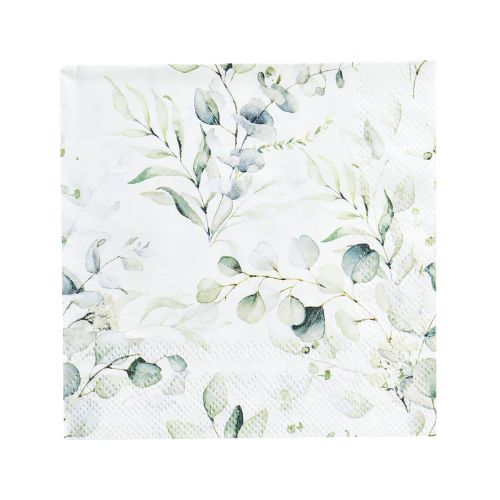 Servetten eucalyptus decoratieve tafeldecoratie wit 25x25cm 20st