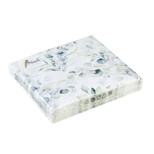 Floristik24 Servetten eucalyptus decoratieve tafeldecoratie wit 25x25cm 20 st