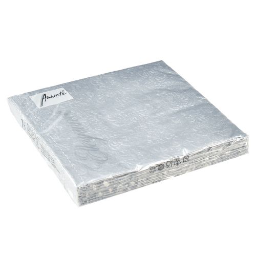 Artikel Servetten Kleur Zilver Reliëf Ornament 33x33cm 15st