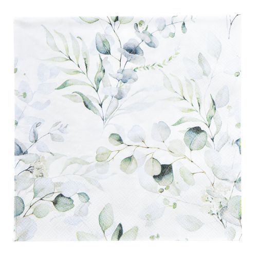 Floristik24 Servetten motief eucalyptus wit groen 33x33cm 20 st