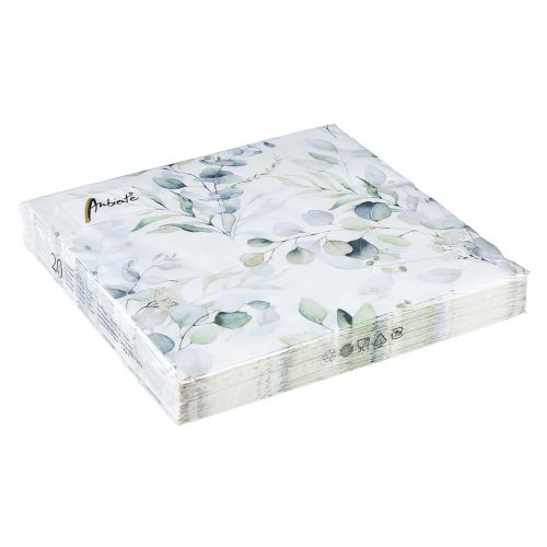 Floristik24 Servetten motief eucalyptus wit groen 33x33cm 20 st