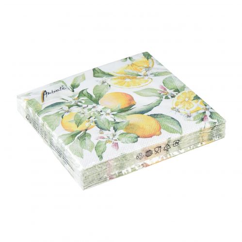 Floristik24 Servetten zomerse tafeldecoratie citroendecoratie 25x25cm 20 st