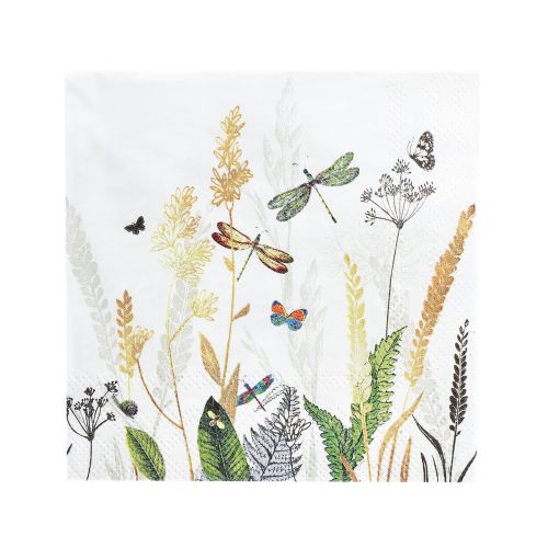 Servetten Zomer Wit Motief Weide Gekleurd 25x25cm 20st