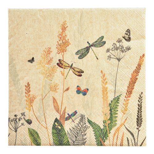 Servetten zomerweide libellen bloemen 33x33cm 20 st