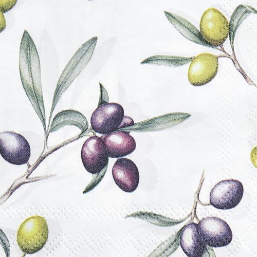 Artikel Servetten tafeldecoratie zomer olijfgroen paars 25x25cm 20 st