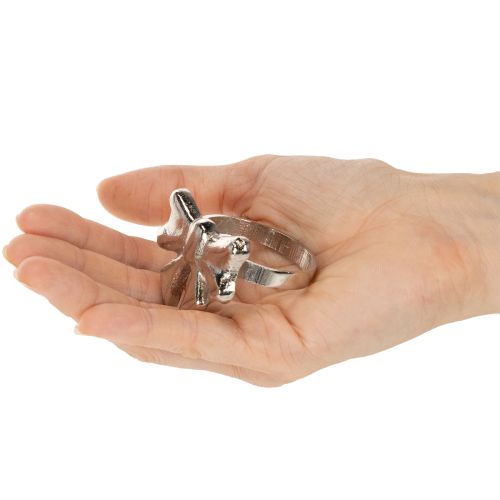 Servetringen met strik, metaal, glanzend zilver, 5 cm, 4 stuks | Floristik24.nl