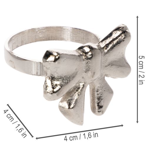Servetringen met strik, metaal, glanzend zilver, 5 cm, 4 stuks | Floristik24.nl