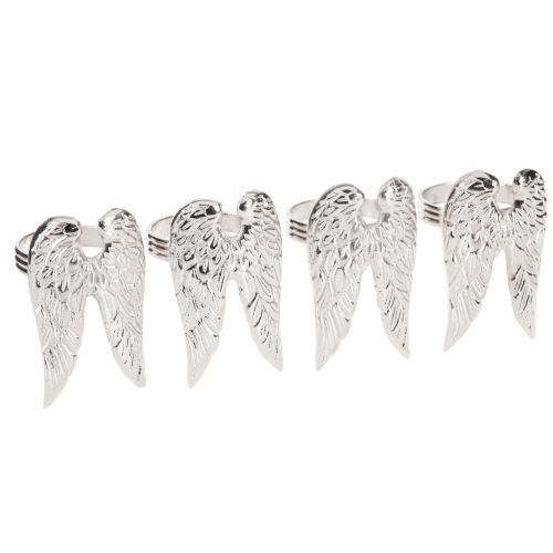 Artikel Servetringen engelenvleugels tafeldecoratie zilver 6,5cm Ø4cm 4 st