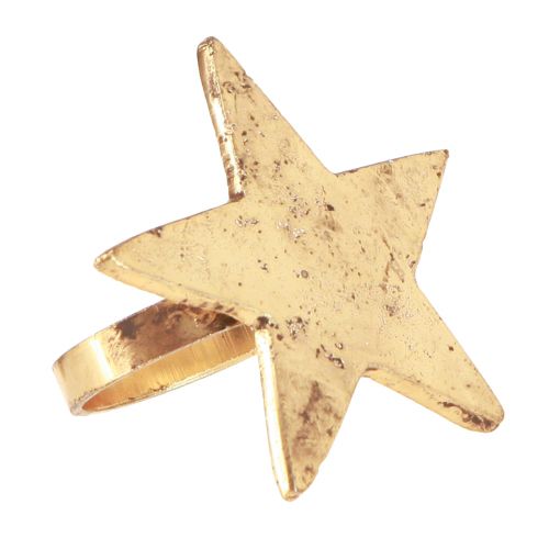 Floristik24 Servetringen ster goud antiek look metaal 6,5cm Ø4cm 4 st
