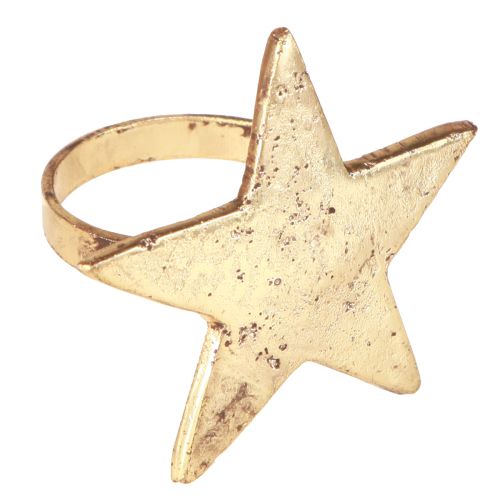 Floristik24 Servetringen ster goud antiek look metaal 6,5cm Ø4cm 4 st
