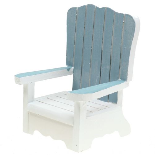 Decoratieve stoel gemaakt van hout wit-turkoois-grijs H16cm