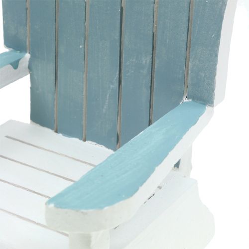 Decoratieve stoel gemaakt van hout wit-turkoois-grijs H16cm