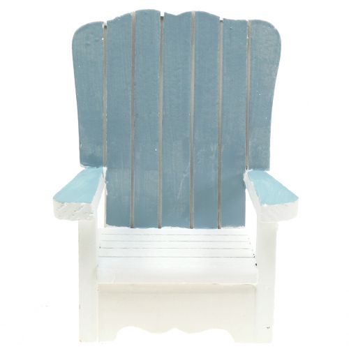 Floristik24 Decoratieve stoel gemaakt van hout wit-turkoois-grijs H16cm