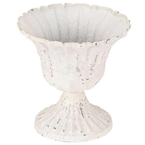 Floristik24 Shabby Chic Decoratie Metalen Beker Wit Ø12cm H12cm