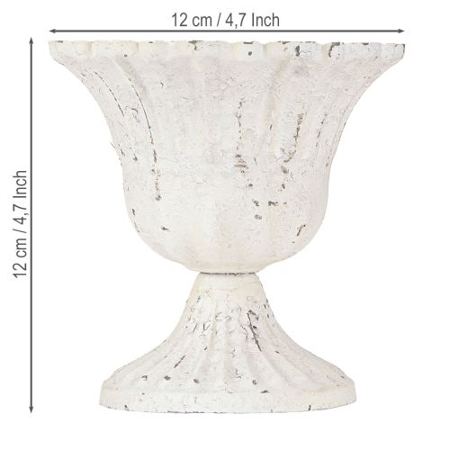 Floristik24 Shabby Chic Decoratie Metalen Beker Wit Ø12cm H12cm