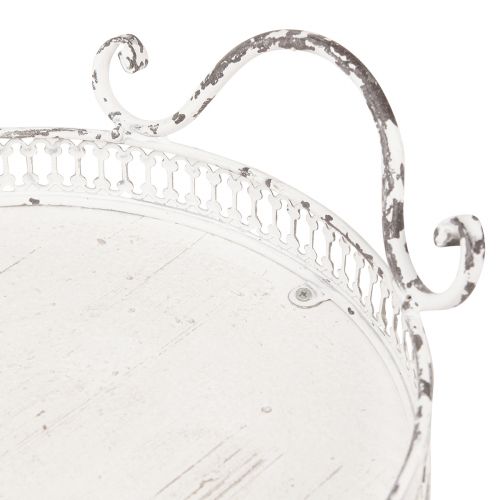 Artikel Shabby Chic ovaal dienblad met handvatten wit 36/45cm set van 2 stuks