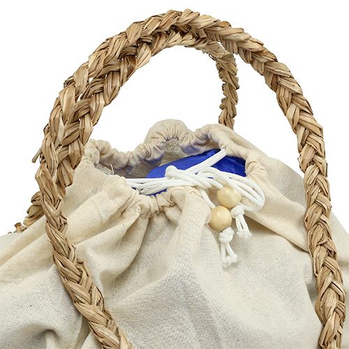 Floristik24 Boodschappentas natuur met pompons 40cm x 32,5cm