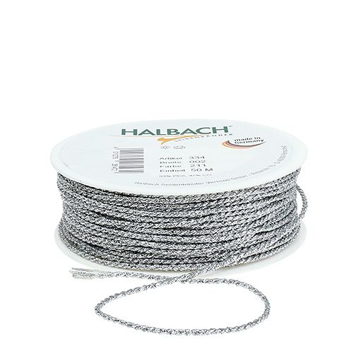 Zilveren koord 2mm 50m