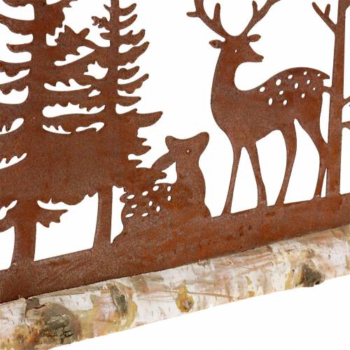Artikel Bossilhouet met rustieke dieren op een houten voet 57cm x 25cm