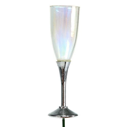 Artikel Oudejaarsavond decoratie champagne glas plug zilver 7.5cm L27cm 12st