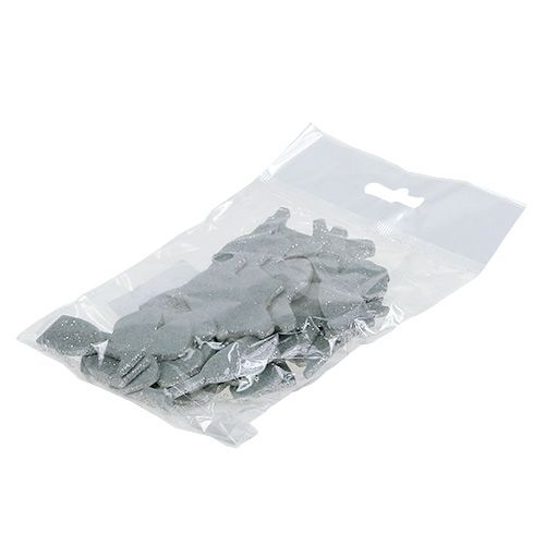Floristik24 Oudjaarsdecoratie mix zilver met mica 4cm - 5cm 24 st