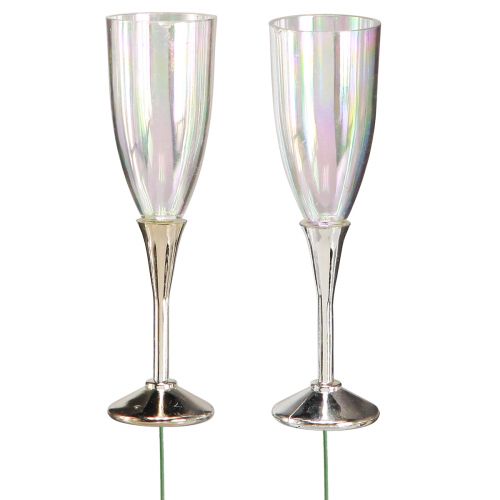Oudejaarsdecoratie voor het ophangen van champagneglas aan een draad H9,5cm 8 stuks