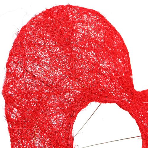 Sisal hart manchet 20cm rood hart sisal bloem decoratie 10st