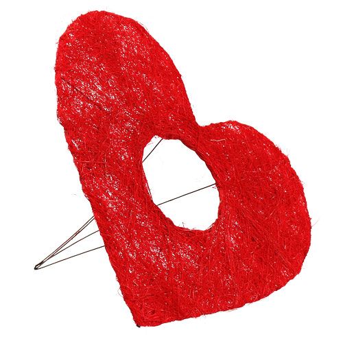 Floristik24 Sisal hart manchet 25cm rood 10st