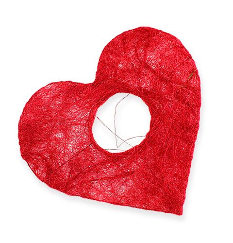 Sisal hart manchet 10cm rood 12st