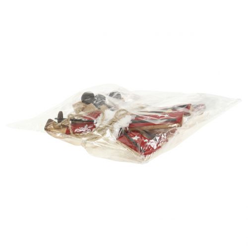 Floristik24 Paar ski's rood voor hangende kerstboom 13,7cm x 7cm 3st