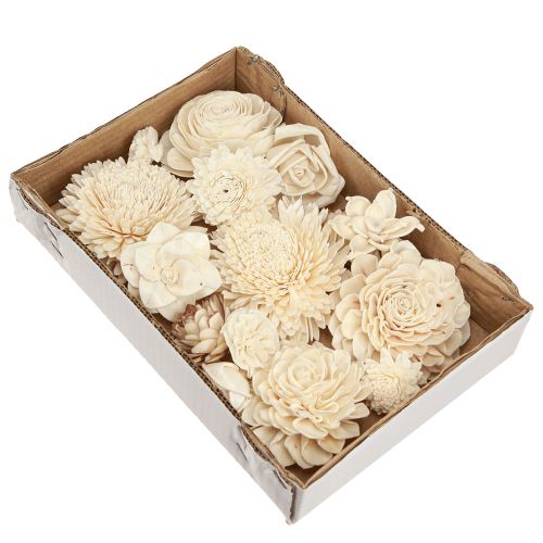 Artikel Sola Flowers Hout Houten Bloemen Decoratie Mix Crème 6-11cm 12-15 st