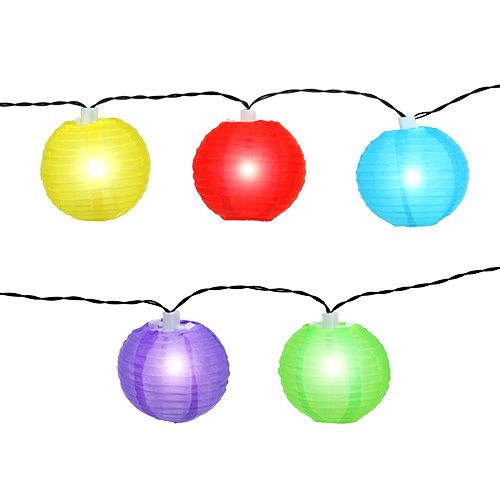 Zonne-lantaarn ketting LED kleurrijk 4.5m 10 bollen koel wit