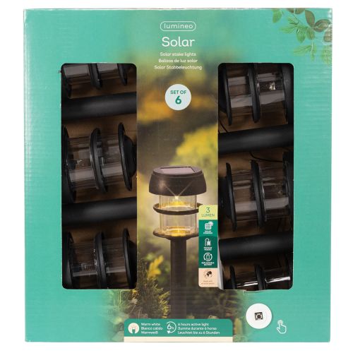 Solar tuinverlichting met grondpen, buitenlampen voor tuinpaden, 35 cm, 6 stuks | Floristik24.nl