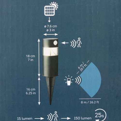 Solar tuinlamp met bewegingssensor, LED, 34 cm | Floristik24.nl