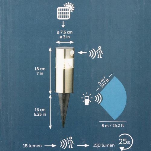 Solar tuinlamp met grondpen en LED-verlichting, 34 cm | Floristik24.nl
