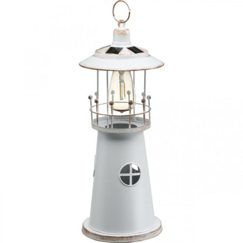 Floristik24 Vuurtoren met verlichting, zonnelicht, warm wit, maritieme tuindecoratie H47cm Ø18cm