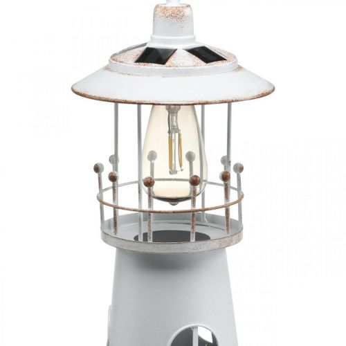 Floristik24 Vuurtoren met verlichting, zonnelicht, warm wit, maritieme tuindecoratie H47cm Ø18cm
