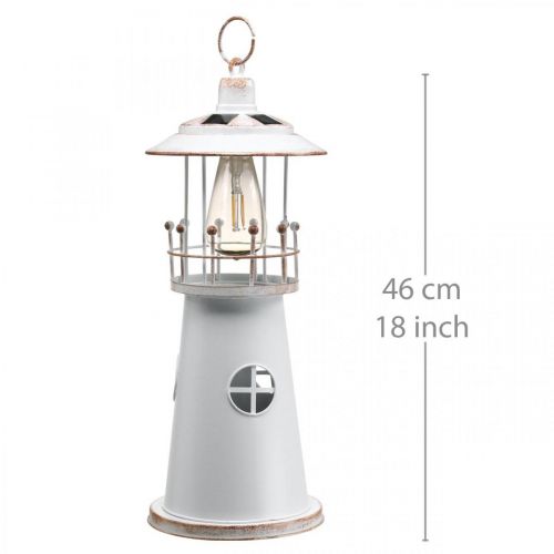 Floristik24 Vuurtoren met verlichting, zonnelicht, warm wit, maritieme tuindecoratie H47cm Ø18cm